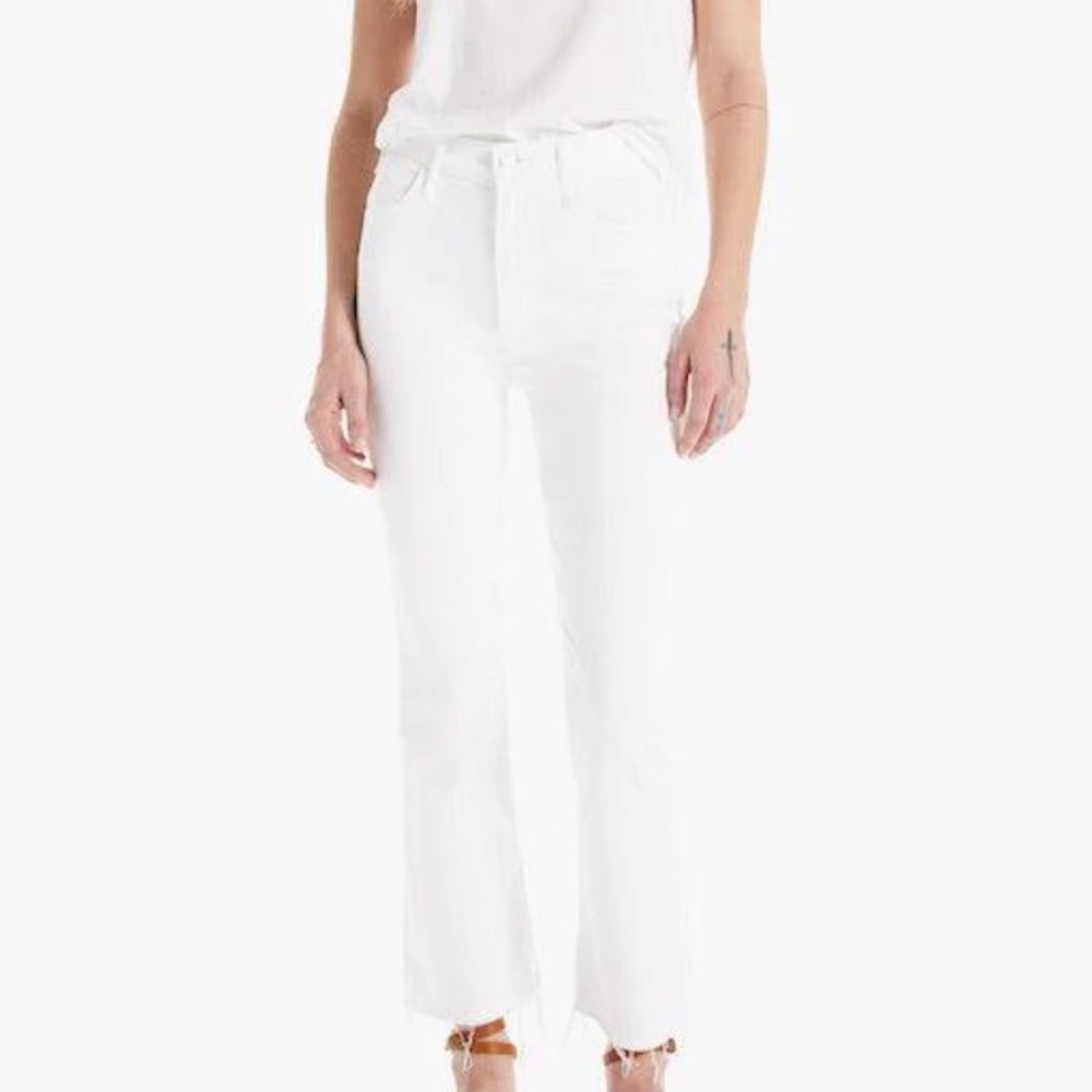 White MOTHER flared jeans